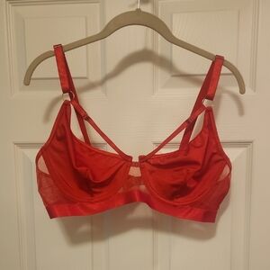 Satin Red Underwire Bra with Decorative Straps